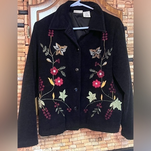 Vintage Y2K embroidered floral acrylic White Stag jacket size S - Picture 1 of 5